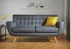 Grey Fabric Upholstered 3 Seater Sofa,Button Back,Retro Scandinavian Style 8